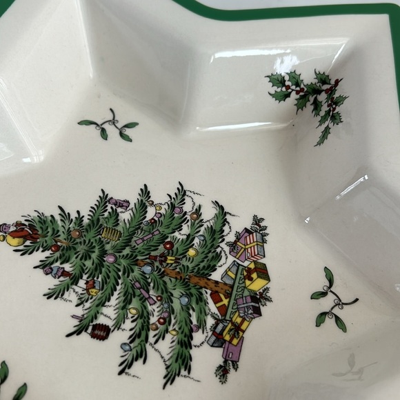 Spode Christmas Tree England star shape serving dish hors d’oeuvres plate cream - Picture 11 of 16